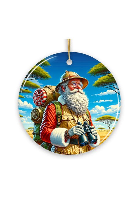 Safari Adventure Santa Ceramic Ornament