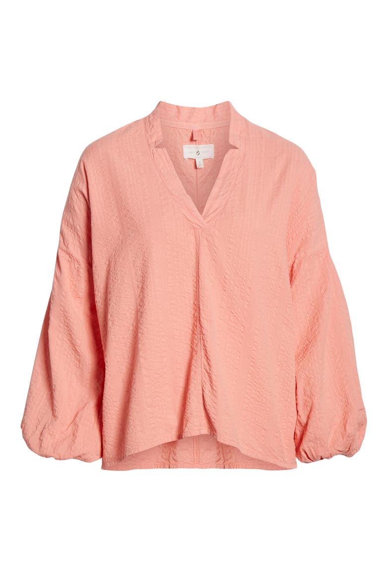 Seersucker Poet Blouse, Alternate, color, CORAL ISLANDS