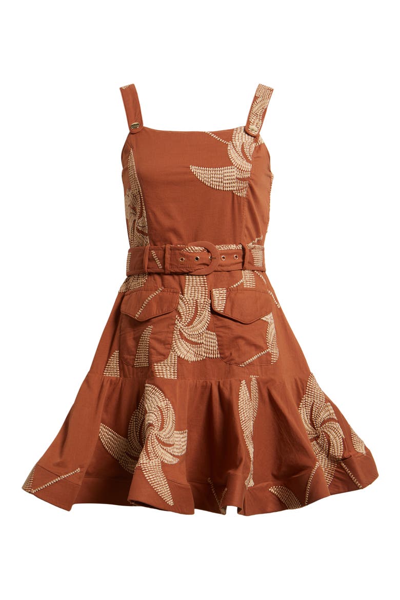 Kenny Embroidered Minidress, Alternate, color, CARAMEL