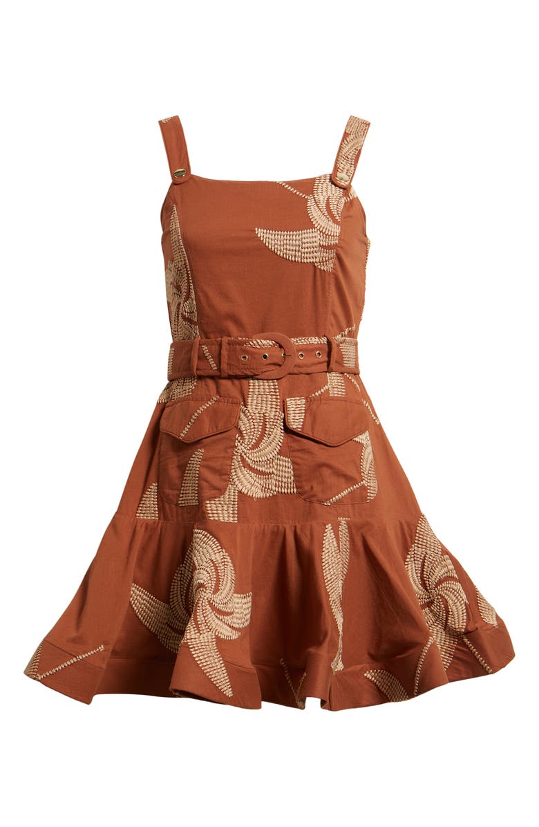 CIEBON Kenny Embroidered Minidress, Alternate, color, Caramel