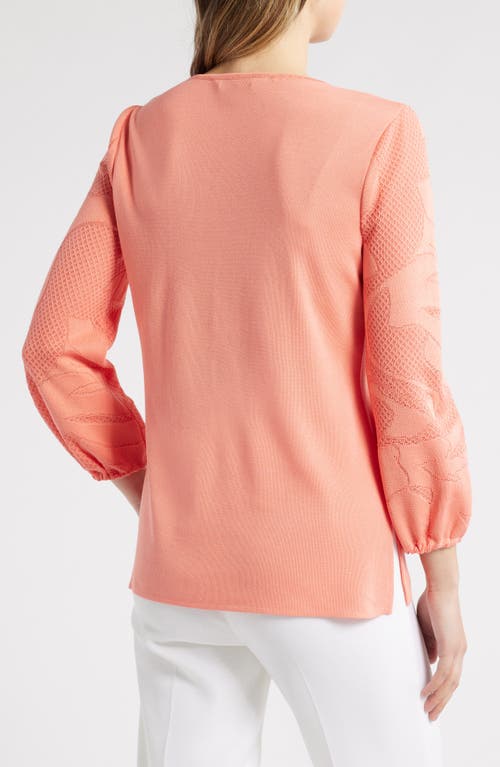 Ming Wang Tonal Texture Detail Sweater In Orange Burst