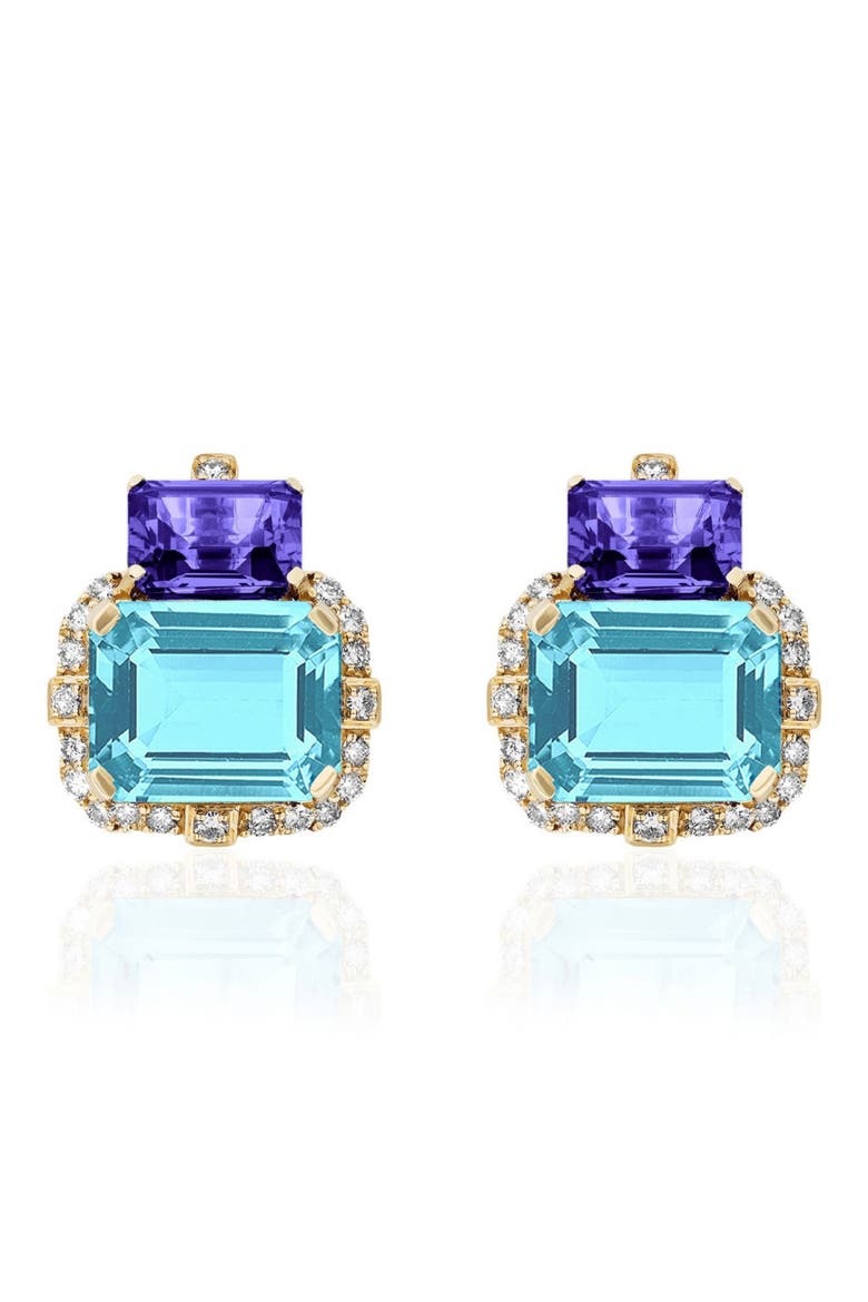 Gossip Semiprecious Stone Stud Earrings, Main, color, PALE BLUE / VIVID BLUE
