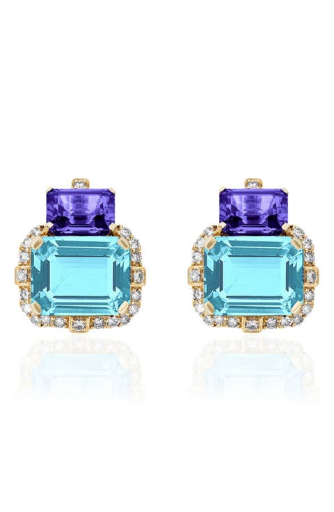Gossip Semiprecious Stone Stud Earrings