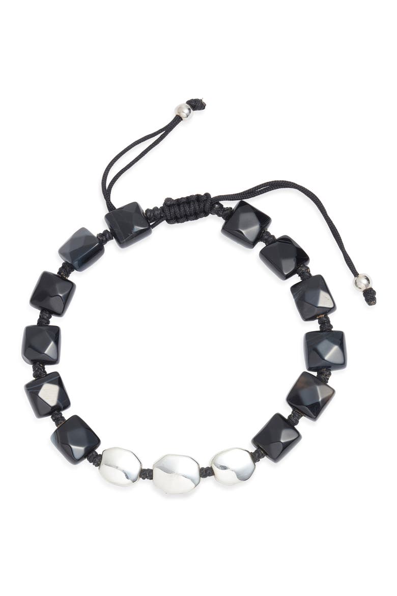Faceted Square Bracelet, Main, color, BLACK AGATE