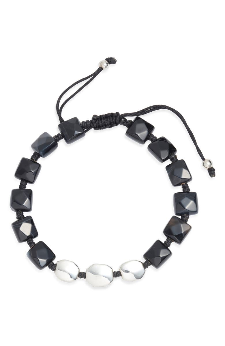 Caputo & Co. Faceted Square Bracelet, Main, color, Black Agate