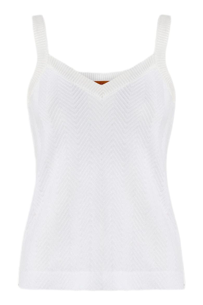 Sleeveless Zigzag Knit Top, Alternate, color, White