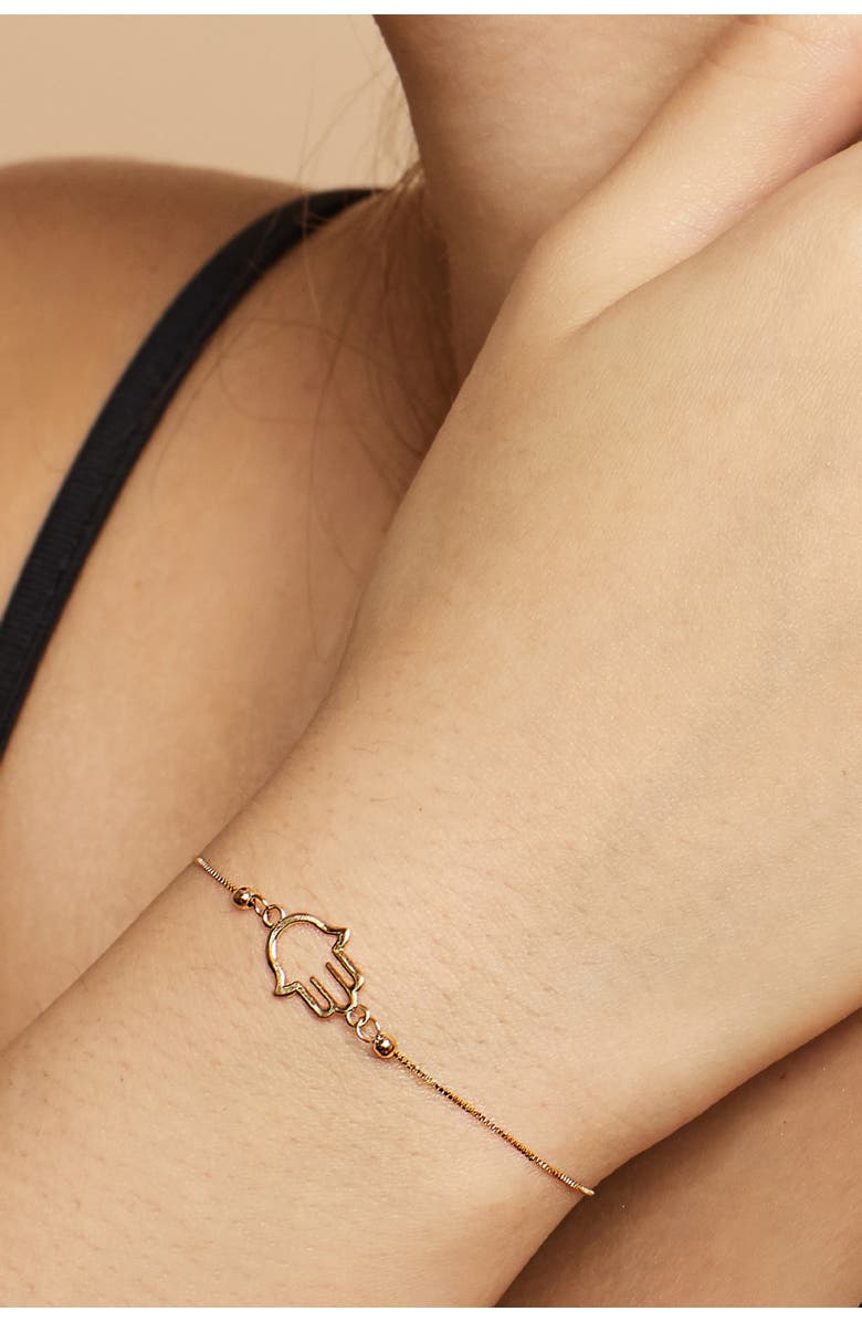 Oradina 14K Yellow Gold Hamsa Bolo Bracelet, Alternate, color, 