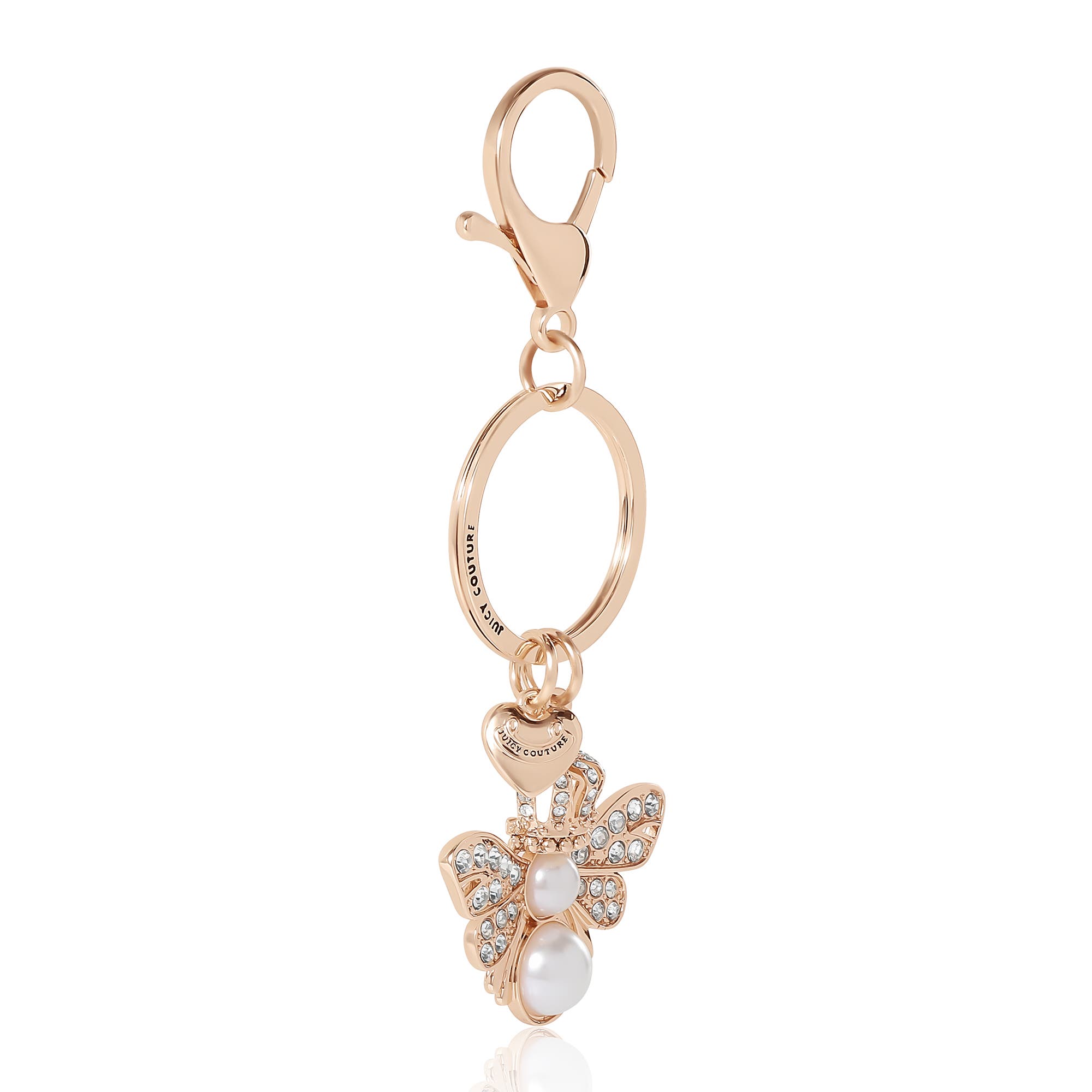Juicy Couture Regal Bee Pearl Charm Keychain, Alternate, color, Gold