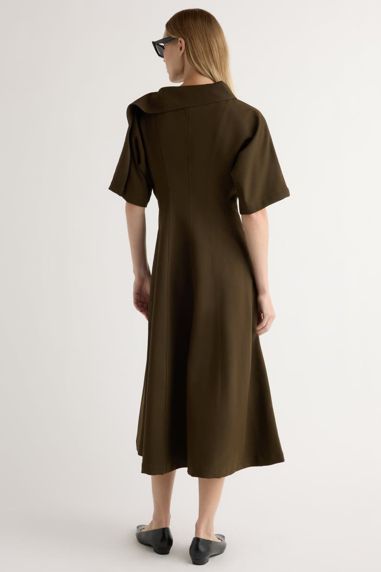 Addison Foldover Scarf-Neck Dress, Alternate, color, Olive Brown