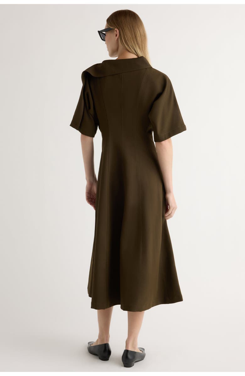 Modern Citizen Addison Foldover Scarf-Neck Dress, Alternate, color, Olive Brown
