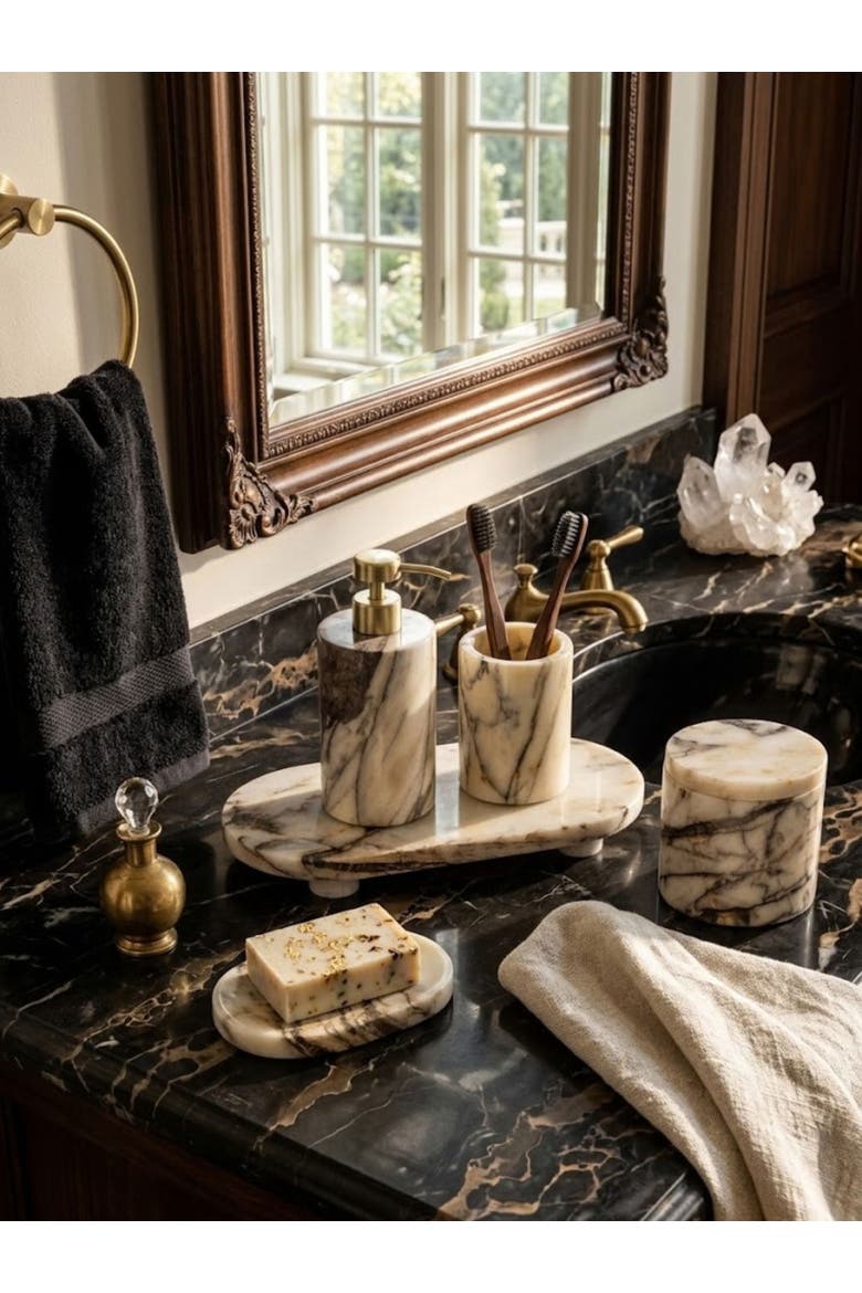 Tangier Marble Bath Set, Alternate, color, Ivory