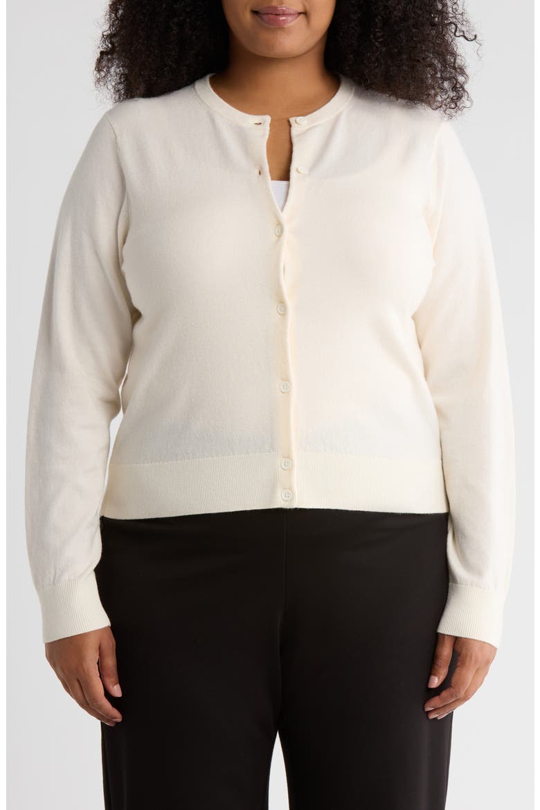 Crewneck Button Front Cardigan, Main, color, IVORY TOFU