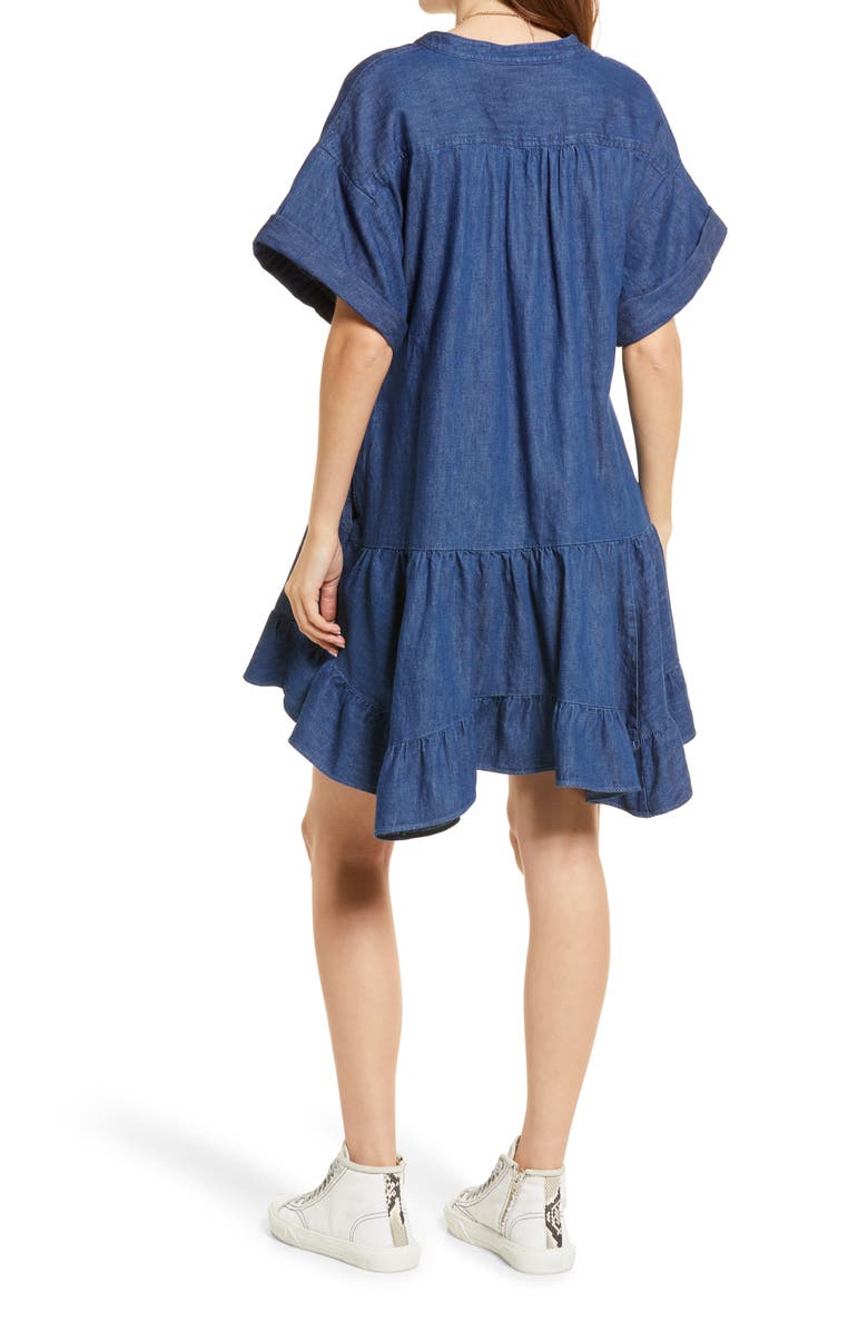 Free People Agnes High/Low Hem Denim Dress, Alternate, color, 