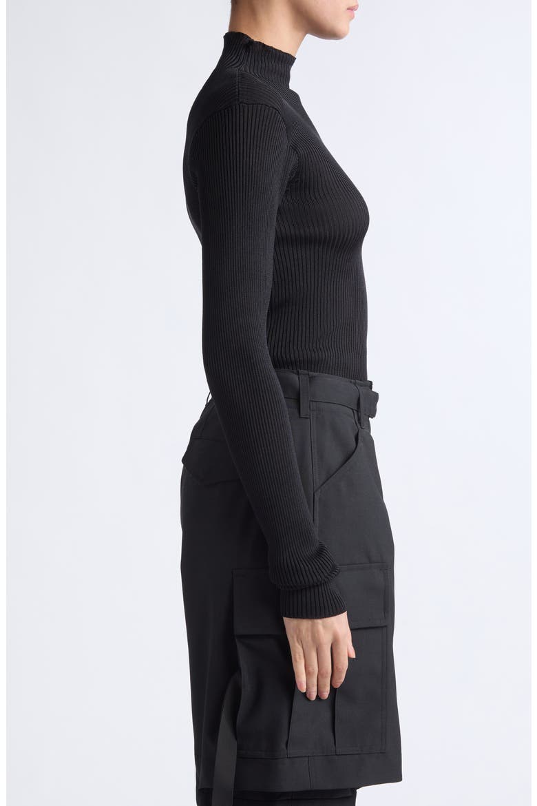 Silk Rib Turtleneck Sweater, Alternate, color, BLACK KNIT