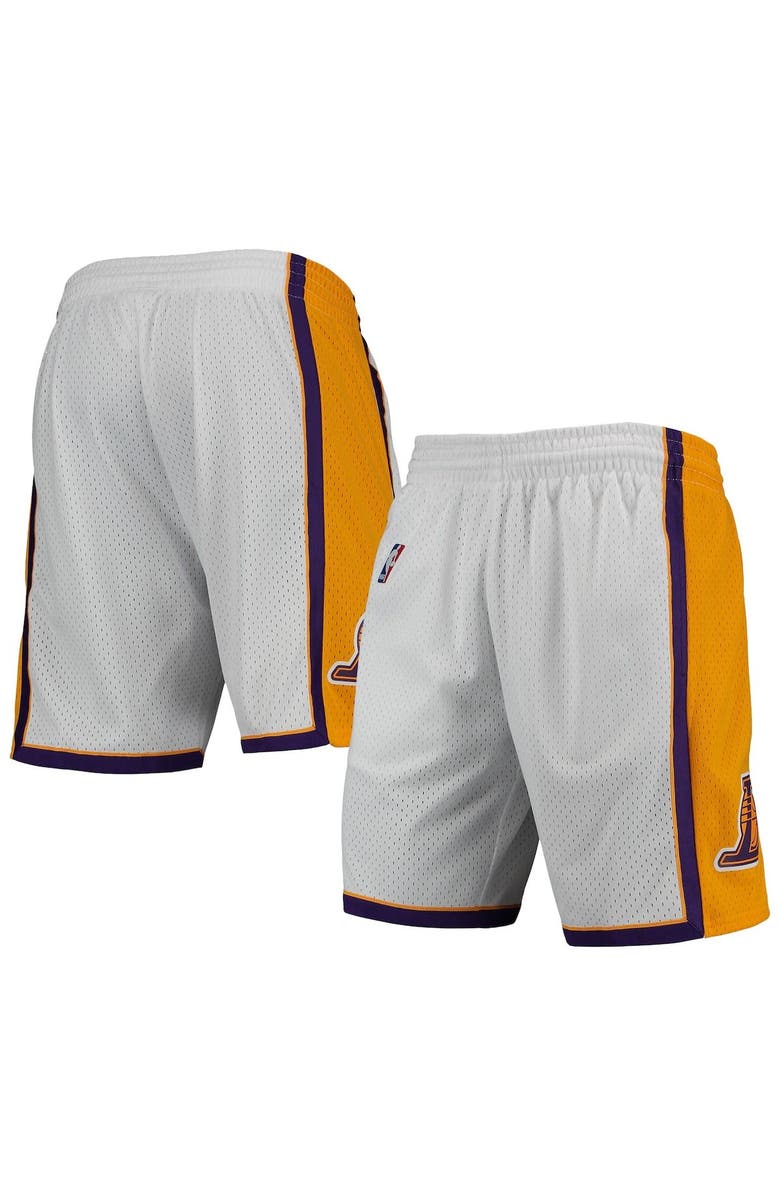 Mitchell & Ness Men's Mitchell & Ness White Los Angeles Lakers 2009-10 Hardwood Classics Swingman Shorts, Main, color, 