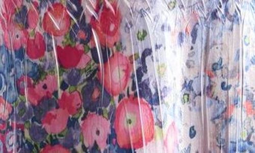 KOMAROV KOMAROV FLORAL SATIN CHARMEUSE & LACE COCKTAIL DRESS
