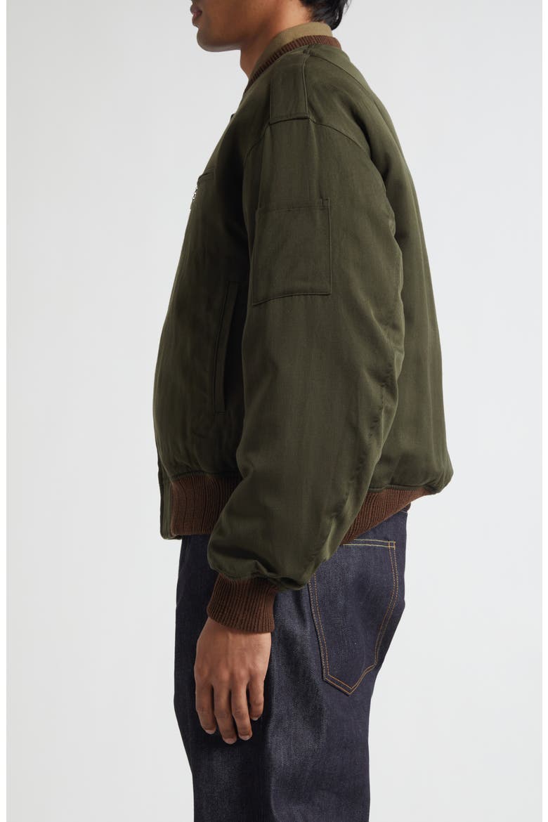 Gunner Wool & Linen Bomber Jacket, Alternate, color, OLIVE