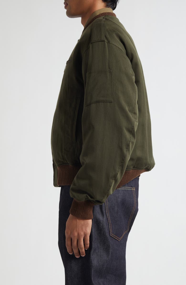 VISVIM Gunner Wool & Linen Bomber Jacket, Alternate, color, Olive