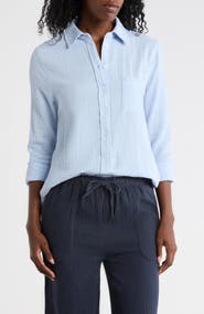 ELIE ELIE TAHARI Long Sleeve Cotton Gauze Button-Up Shirt