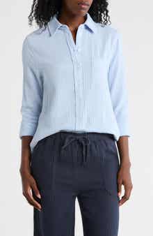 ELIE ELIE TAHARI Long Sleeve Cotton Gauze Button-Up Shirt