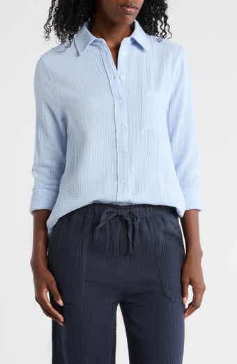 ELIE ELIE TAHARI Long Sleeve Cotton Gauze Button-Up Shirt