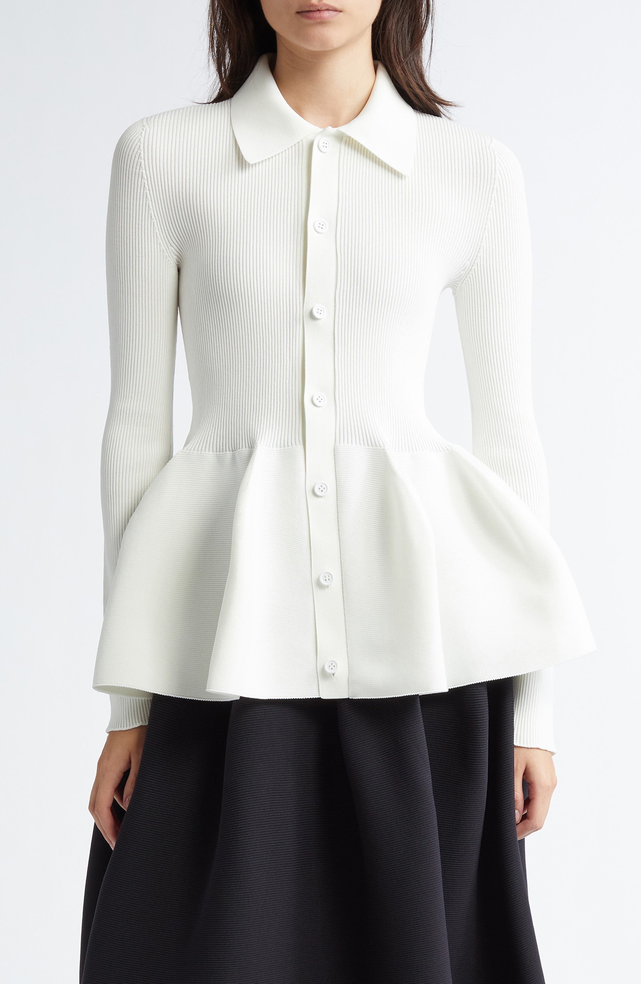 Pottery Peplum Rib Cardigan