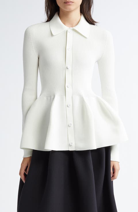 Pottery Peplum Rib Cardigan