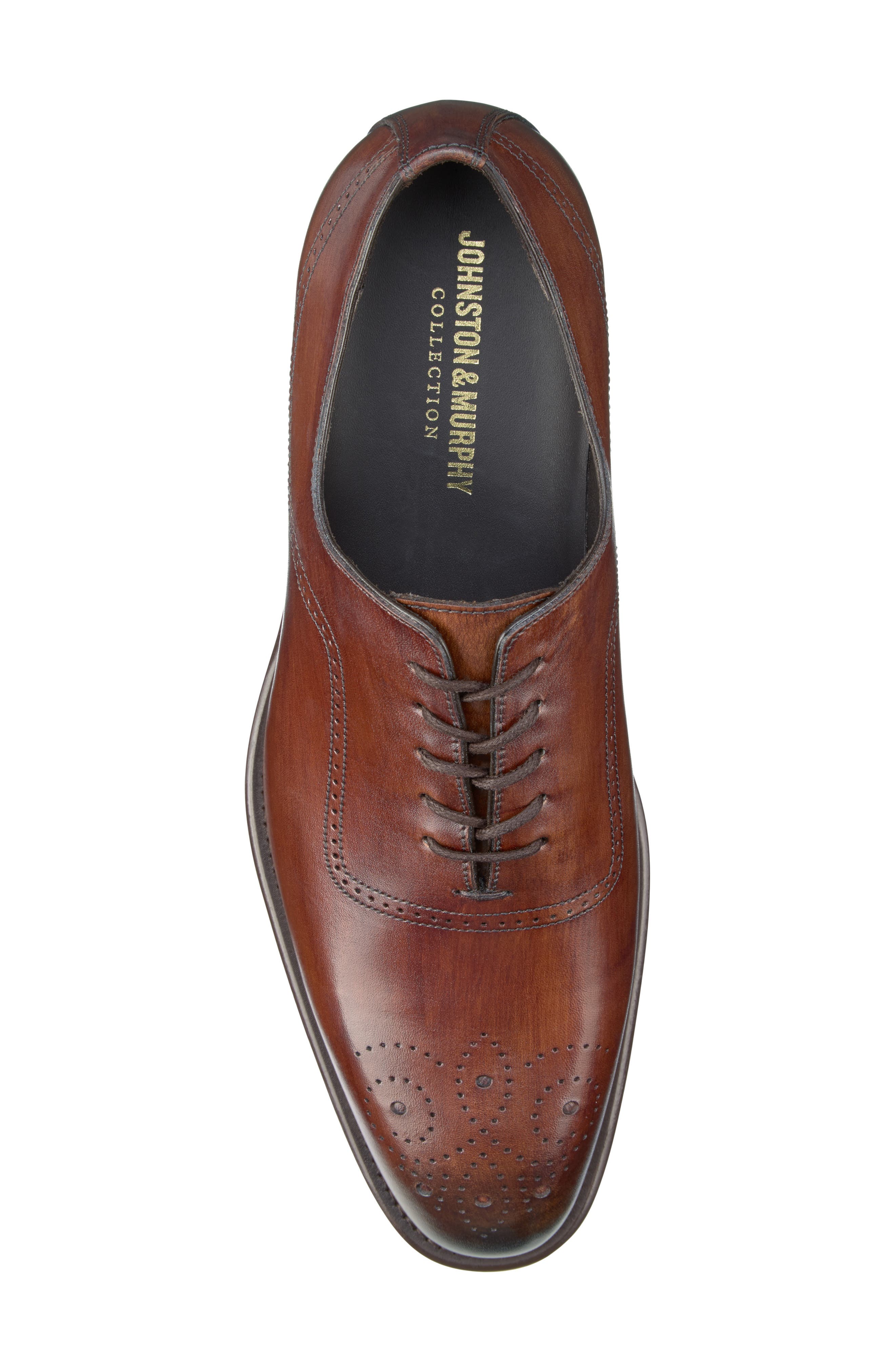 JOHNSTON & MURPHY COLLECTION Ellsworth Medallion Water Resistant Plain Toe Wholecut Shoe, Alternate, color, 