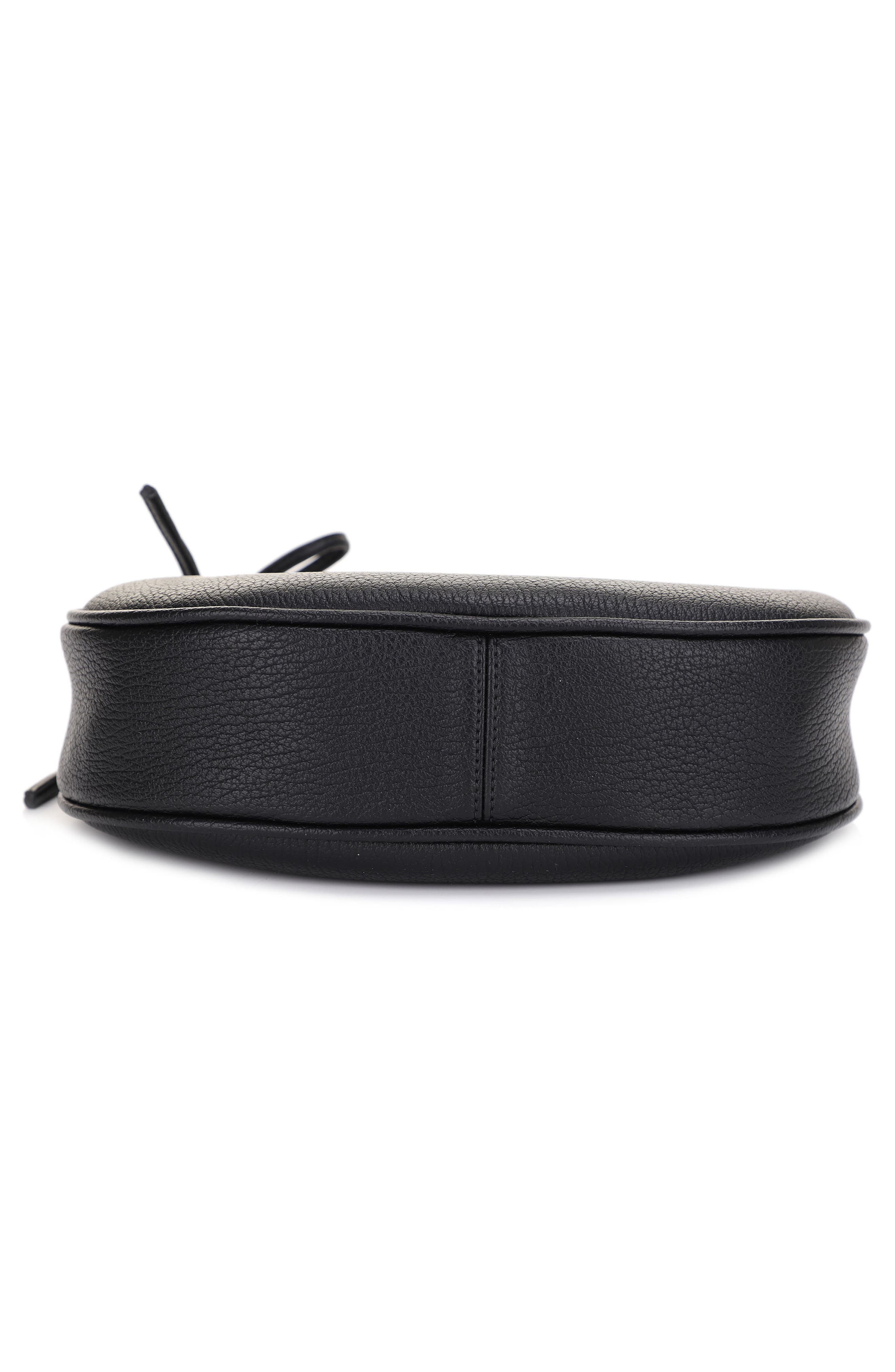 Mali + Lili Brianna Soft Bow Faux Leather Crescent Shoulder Bag, Alternate, color, Black