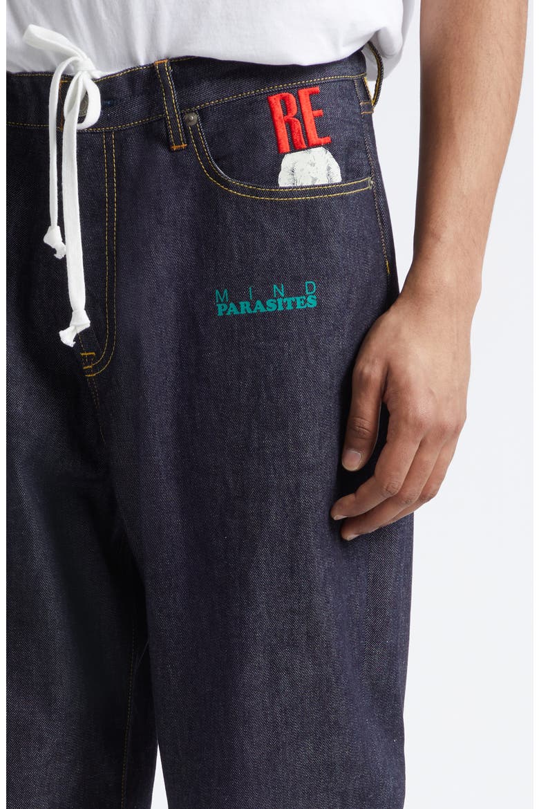Embroidered Graphic Straight Leg Jeans, Alternate, color, INDIGO