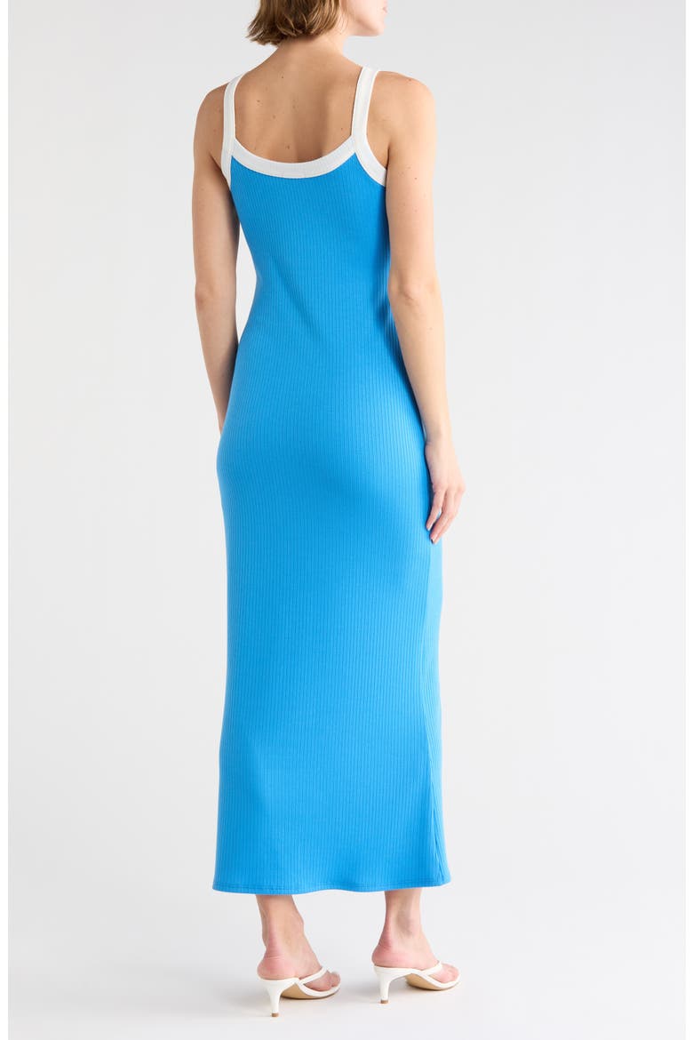 Contrast Trim Ribbed Tank Dress, Alternate, color, BLUE
