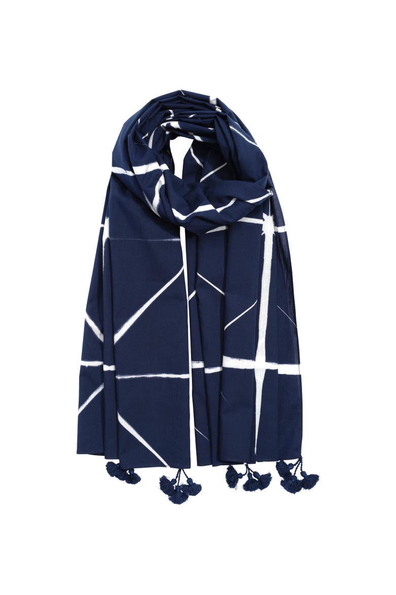 Shibori Sarong And Bag, Alternate, color, Indigo