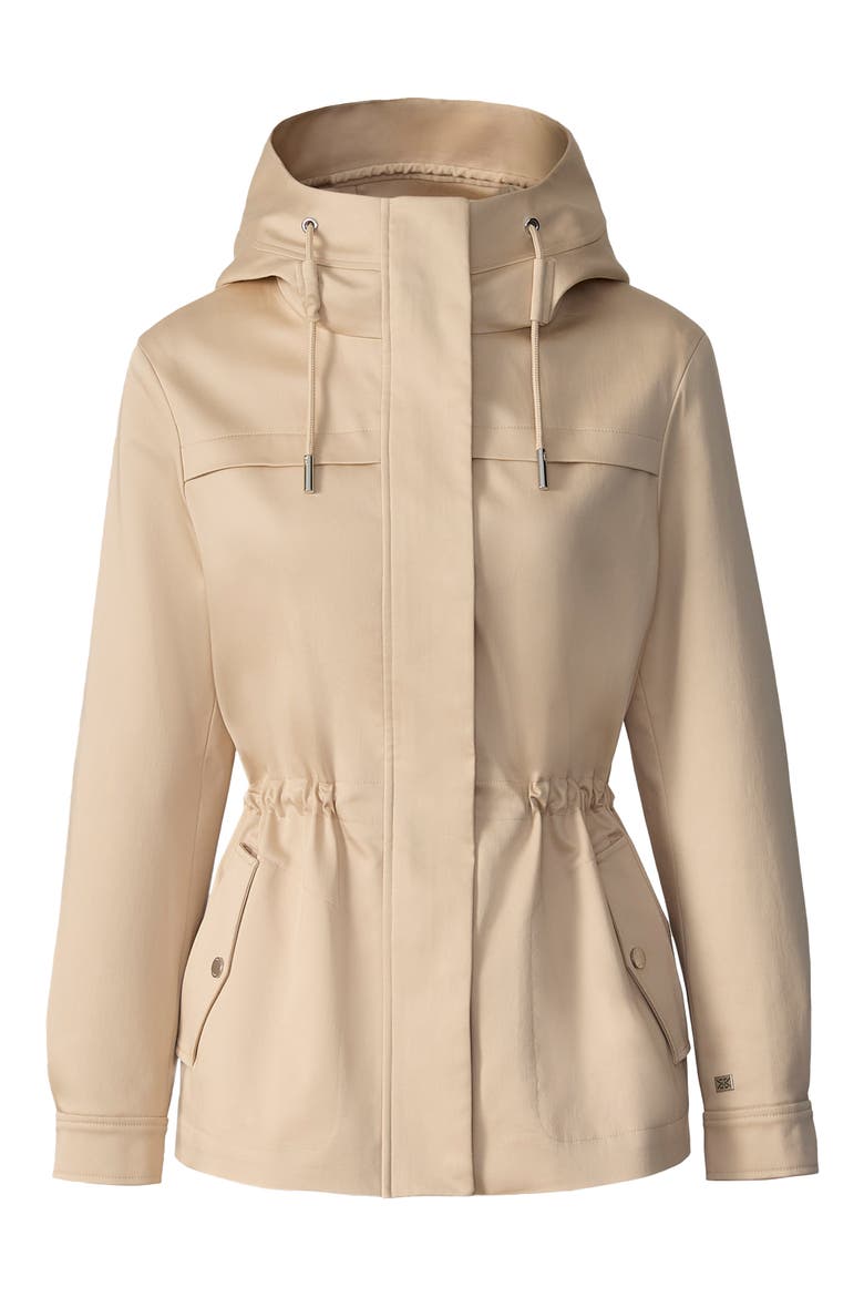 Avalynn Water Repellent Hooded Rain Coat, Alternate, color, ALMOND