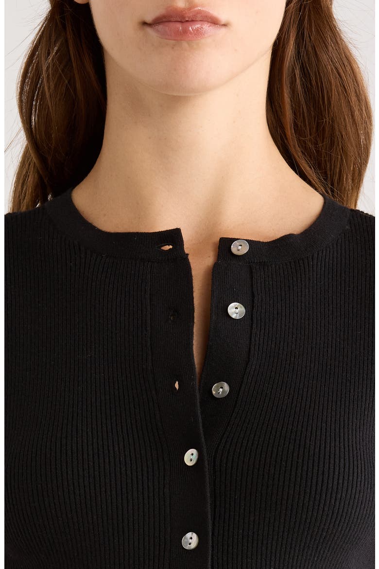 Bonnie Button Front Knit Top, Alternate, color, BLACK
