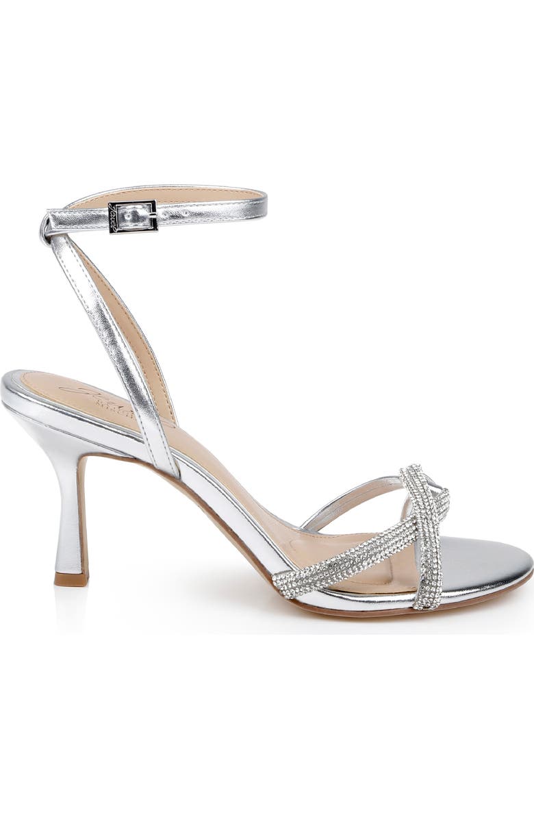 Jewel Badgley Mischka Fiji Ankle Strap Sandal, Alternate, color, Silver Leather