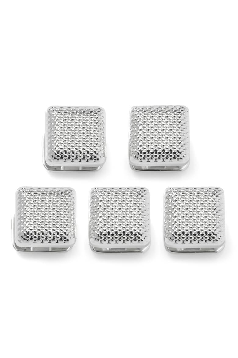 Men's Set of 5 Textured Square Shirt Studs, Alternate, color, SILVER