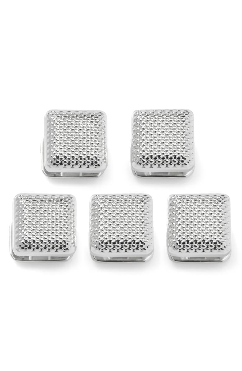 Cufflinks, Inc. Men's Set of 5 Textured Square Shirt Studs, Alternate, color, Silver