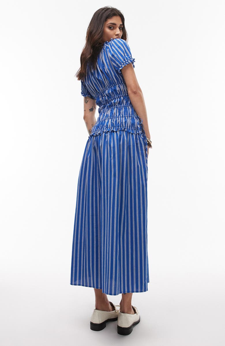 Topshop Shirred Bodice Maxi Dress, Alternate, color, Mid Blue