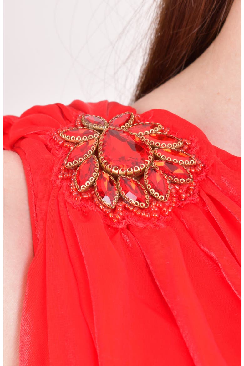 Tiana Embellished Silk Maxi Dress, Alternate, color, Red