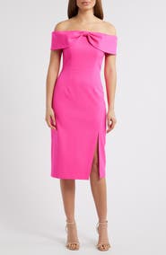 Eliza J Bow Off the Shoulder Midi Dress