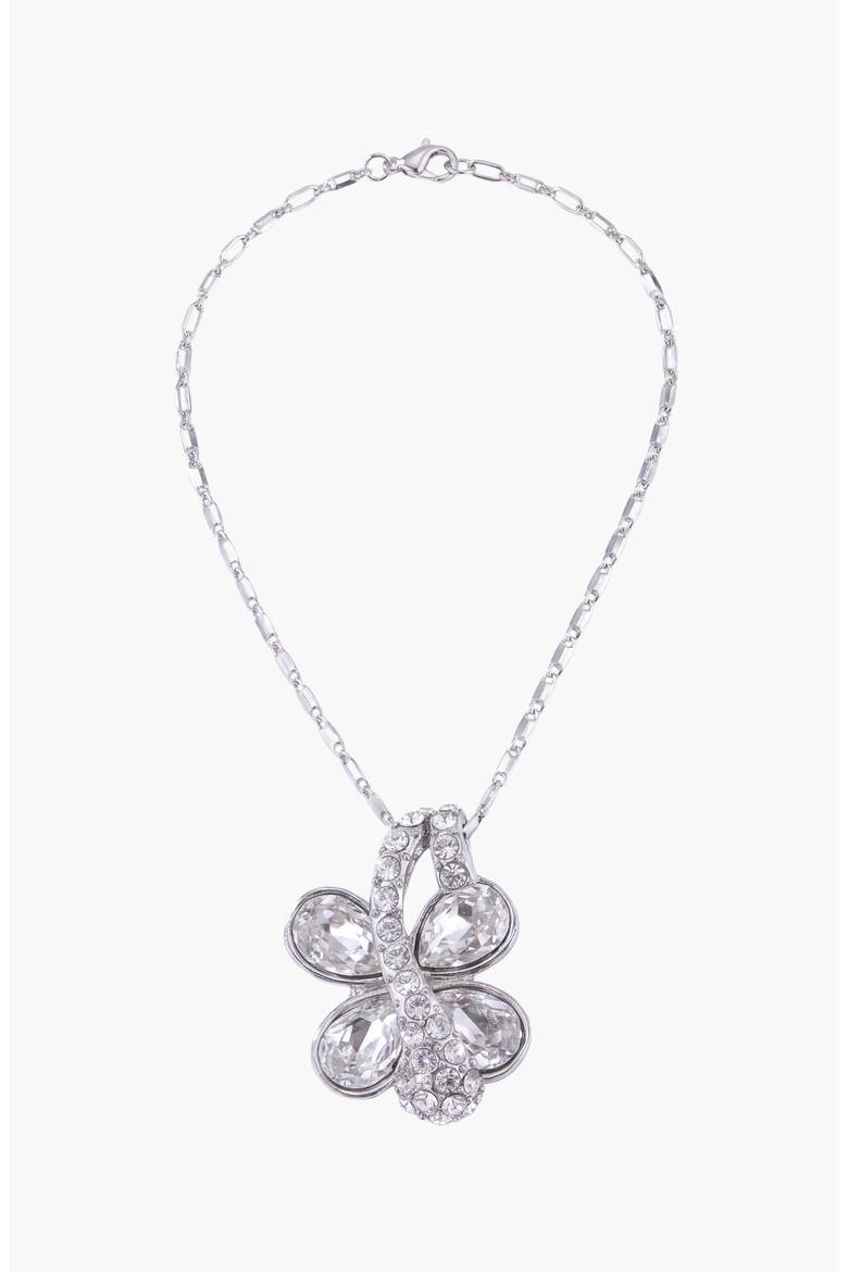Butterfly Crystal Drop Pendant Necklace, Main, color, Silver