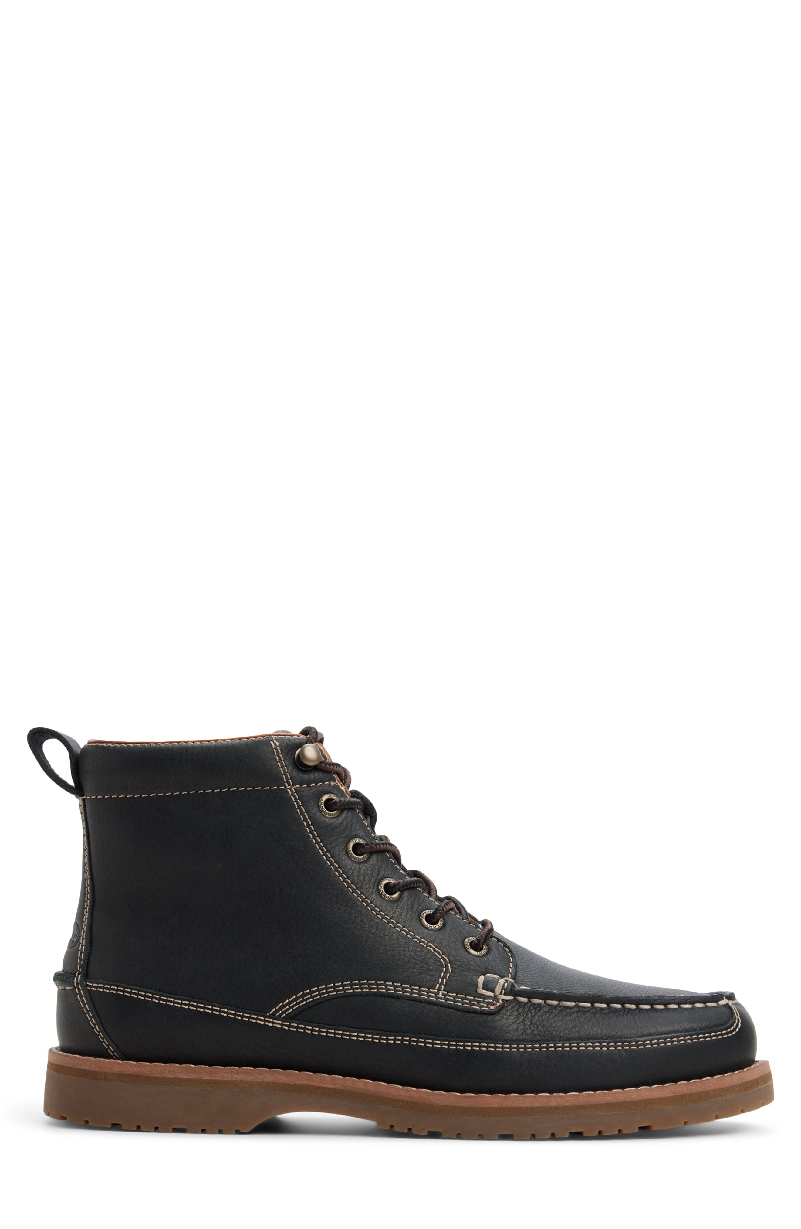 Mini Lug Moc Leather Boot, Alternate, color, BLACK