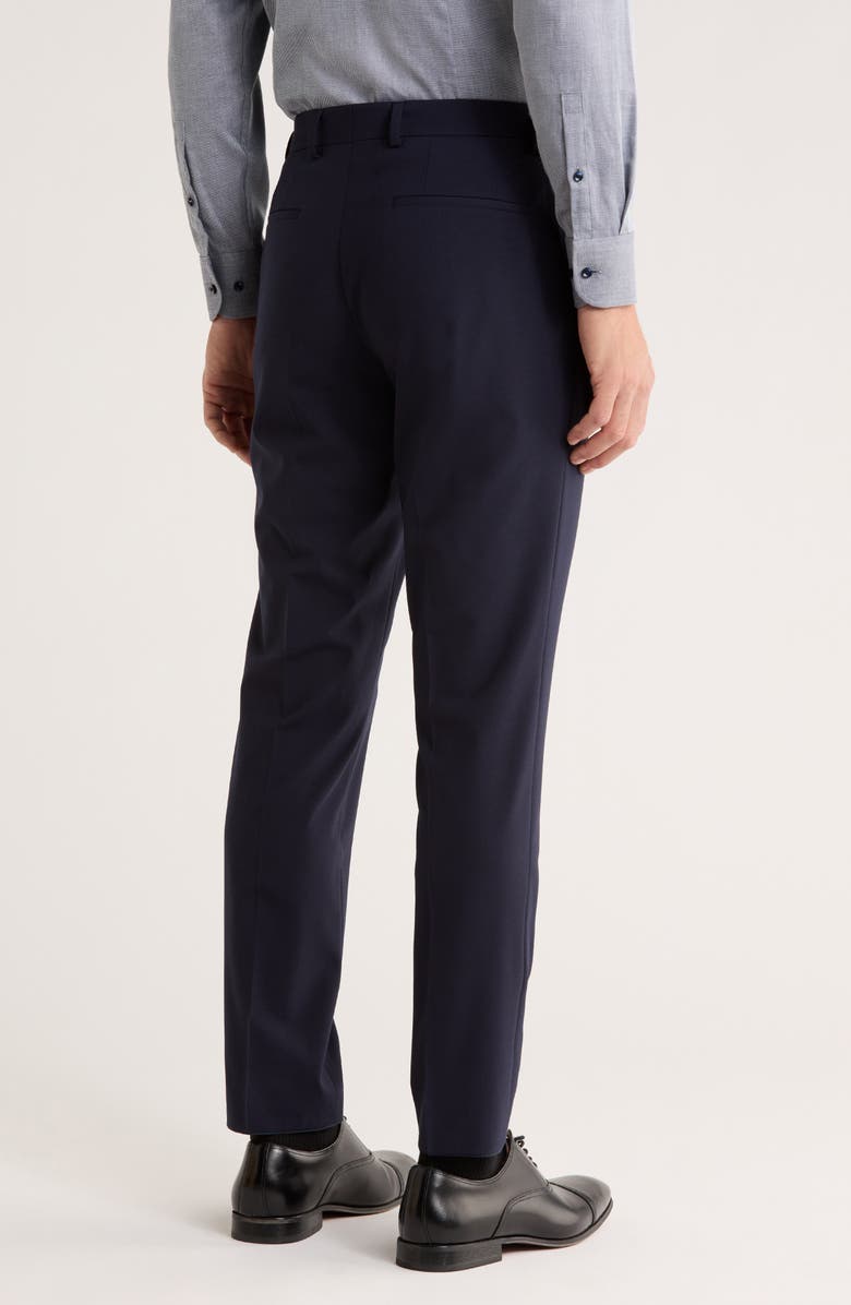 BOSS Genius Virgin Wool Blend Flat Front Dress Pants, Alternate, color, Navy