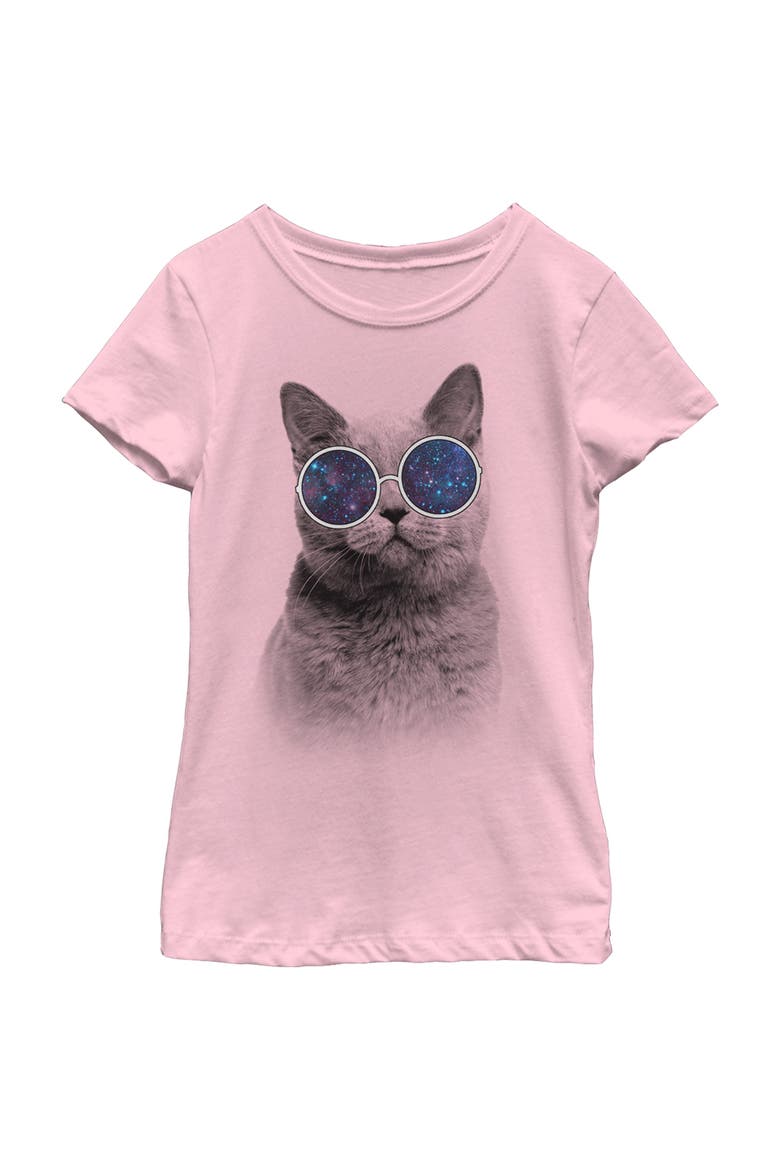 Girl's Lost Gods Galaxy Goggles Cat  Graphic T-Shirt, Main, color, Light Pink