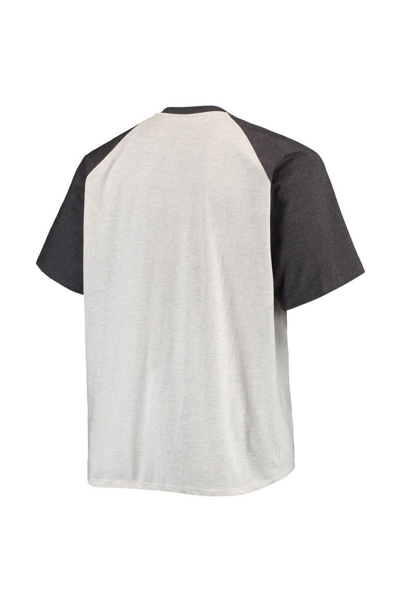Men's Oatmeal/Heathered Charcoal Los Angeles Rams Big & Tall Raglan T-Shirt, Alternate, color, Oatmeal