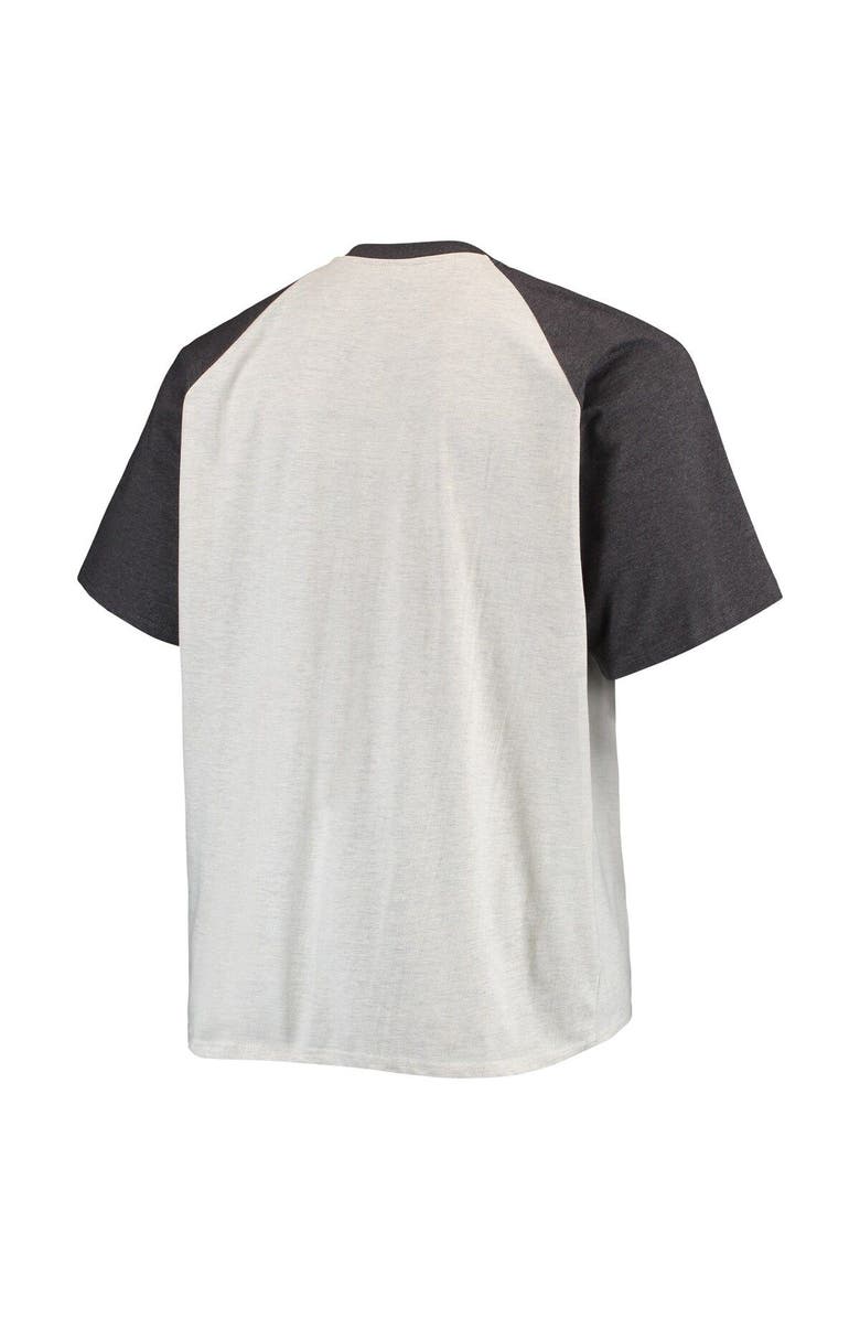 PROFILE Men's Oatmeal/Heathered Charcoal Los Angeles Rams Big & Tall Raglan T-Shirt, Alternate, color, 