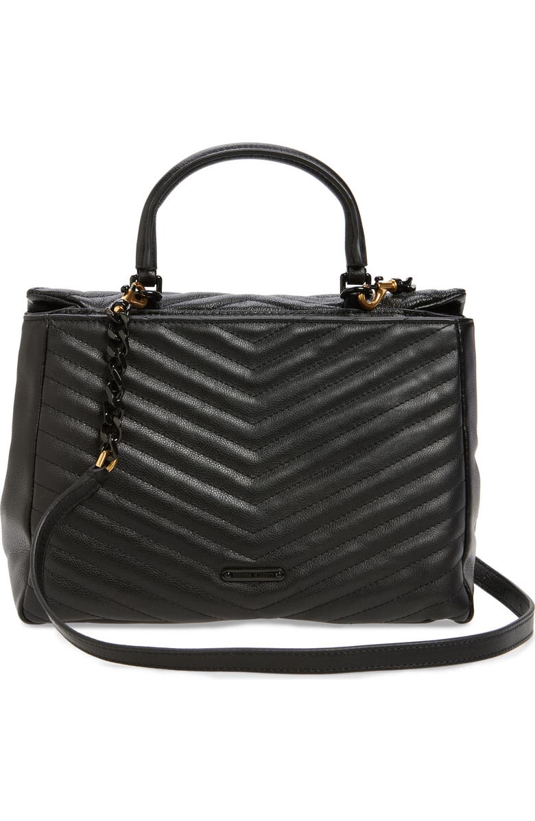 Rebecca Minkoff Large Edie Chevron Quilted Leather Top Handle Shoulder Bag, Alternate, color,
