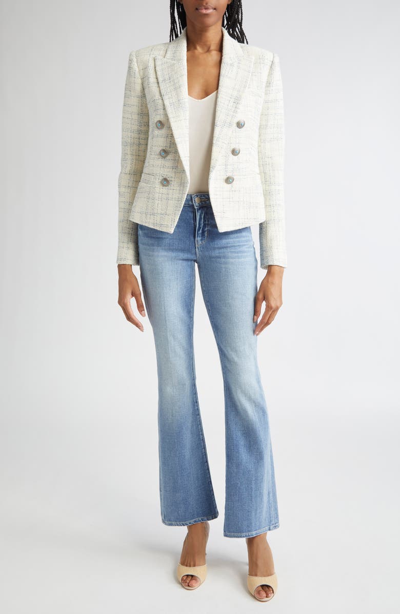 L'AGENCE Brooke Double Breasted Tweed Blazer, Alternate, color,