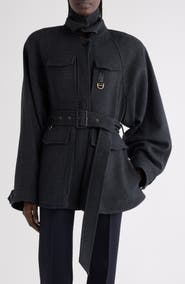 Chloé Houndstooth Wool Hunting Jacket