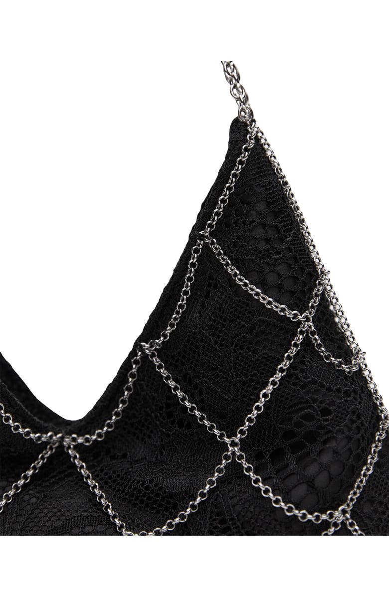 MANGO GUIPURE MESH CHAIN BAG, Alternate, color, Black